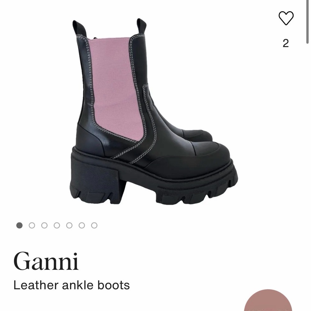 Ganni Leather Ankle Boots in Black and Pink